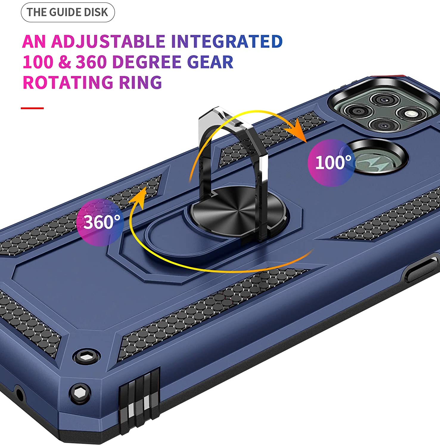 Protectores para celular  para Motorola  MOTO G9 Power Funda reforzada con anillo v2 Azul
